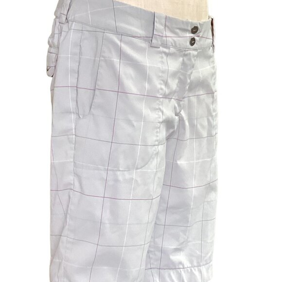 Nike Golf Dri Fit Womens Windowpane Plaid Bermuda Shorts M/10 Gray 137R - Picture 2 of 8